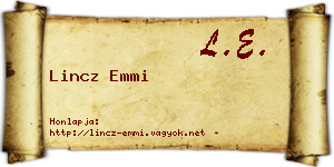 Lincz Emmi névjegykártya